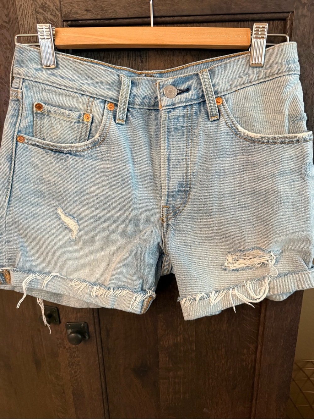 Levi's Light Blue Distressed Cutoff Jean Shorts